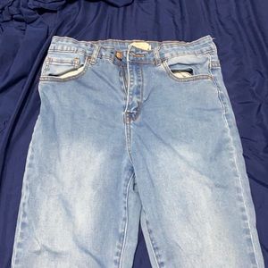 Light wash blue jeans